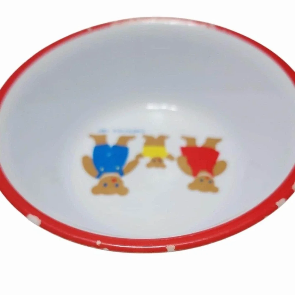 Vintage 1987 Mervyn's Teddy Bear Baby Feeding Set Plate Bowl Cup Bib Spoon